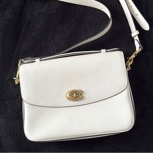 Coach Off-White Shoulder Bag with Gold Turn-Lock